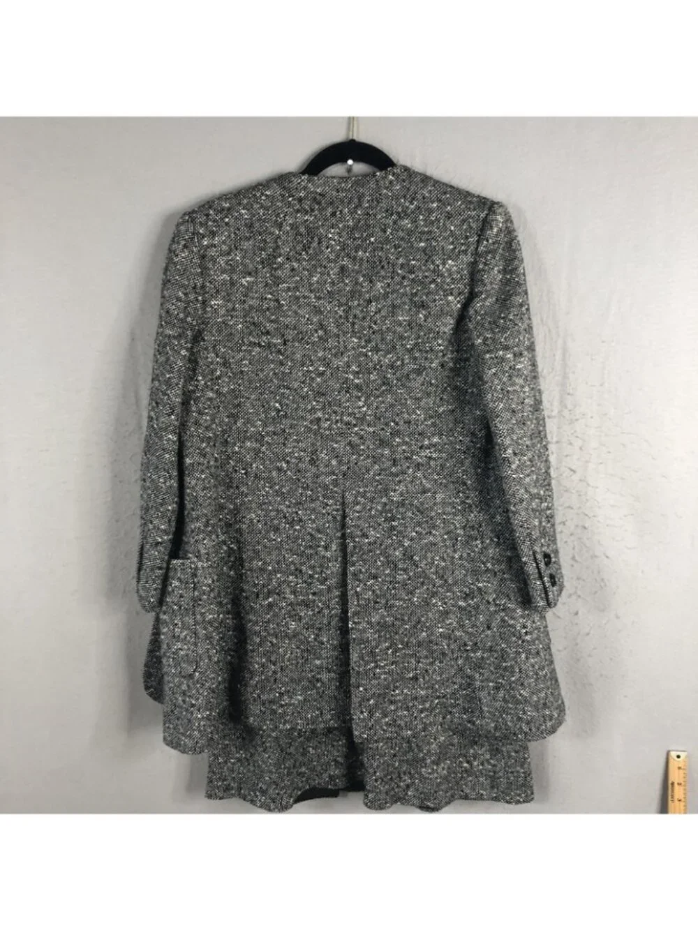Old Money Dress Womens 11 Gray Tweed Paisley Long Sleeve Coat Set 70s Statement
